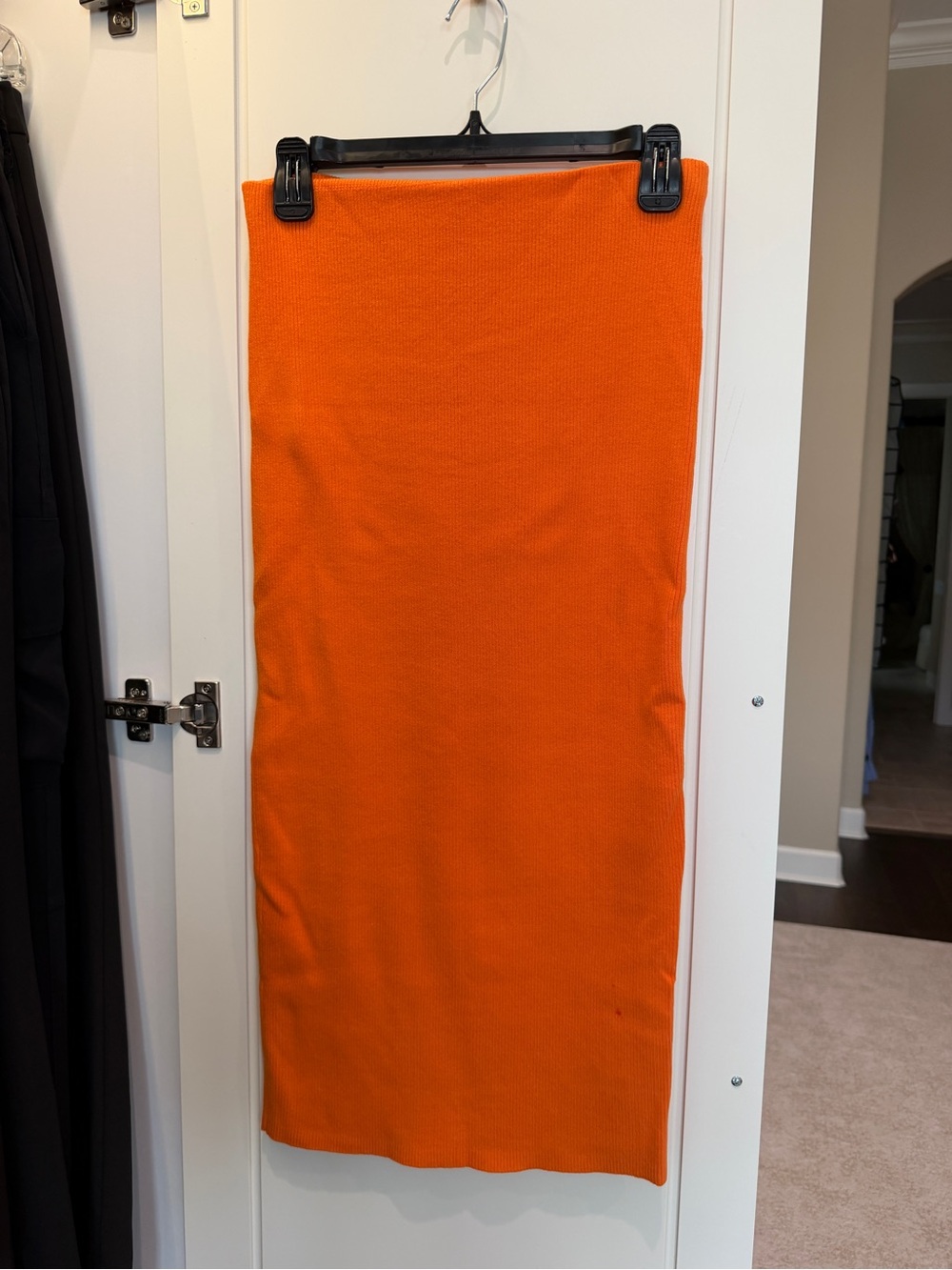 Express Orange Knit Pencil Midi Skirt
